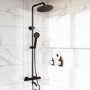 Black 3 Outlet Thermostatic Mixer Shower Set with Bath Filler Spout & Hand Shower - Arissa