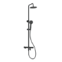 Black 3 Outlet Thermostatic Mixer Shower Set with Bath Filler Spout & Hand Shower - Arissa