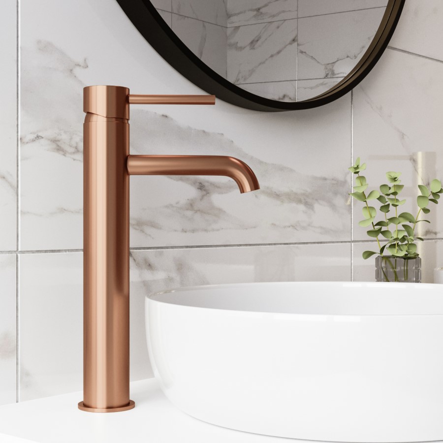 Satin Bronze Tall Mono Basin Mixer Tap - Arissa