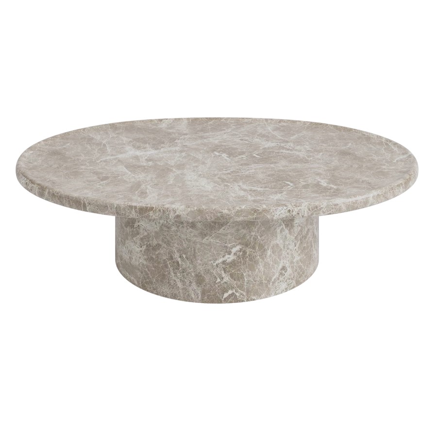 Large Beige Marble Effect Oval Coffee Table - Arrezzo
