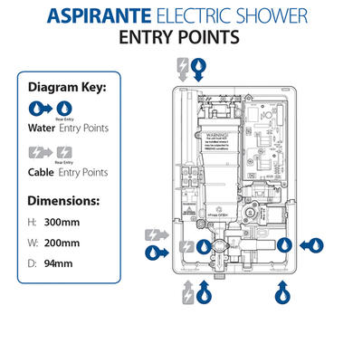 Triton Aspirante 9.5kW Gloss White Electric Shower