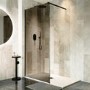 1000mm Black Smoked Frosted Glass Shower Screen for Wet Room & Walk In Shower - Atlas