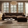 Large Chocolate Brown Velvet Right Hand 4 Seater Chaise Corner Sofa - August