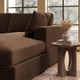 Large Chocolate Brown Velvet Right Hand 4 Seater Chaise Corner Sofa - August