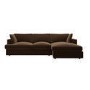 Large Chocolate Brown Velvet Right Hand 4 Seater Chaise Corner Sofa - August
