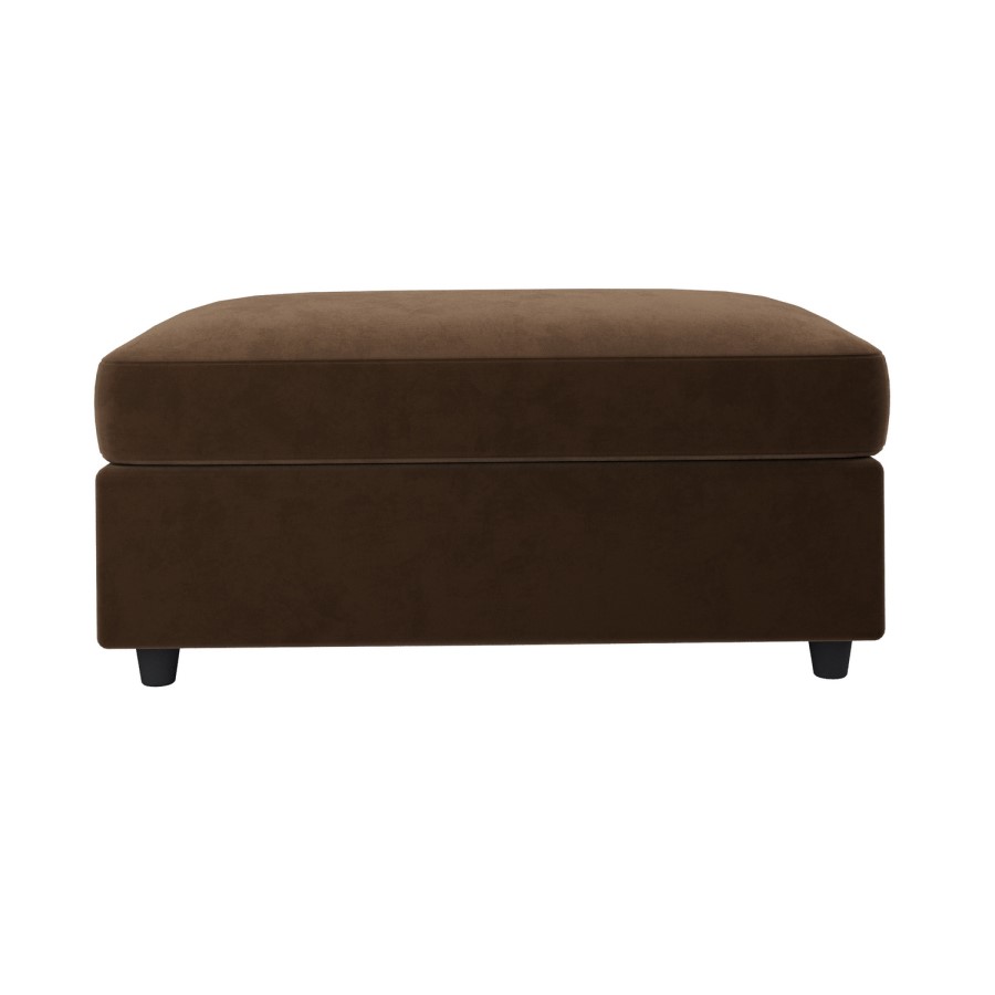 Large Chocolate Brown Velvet Footstool - August