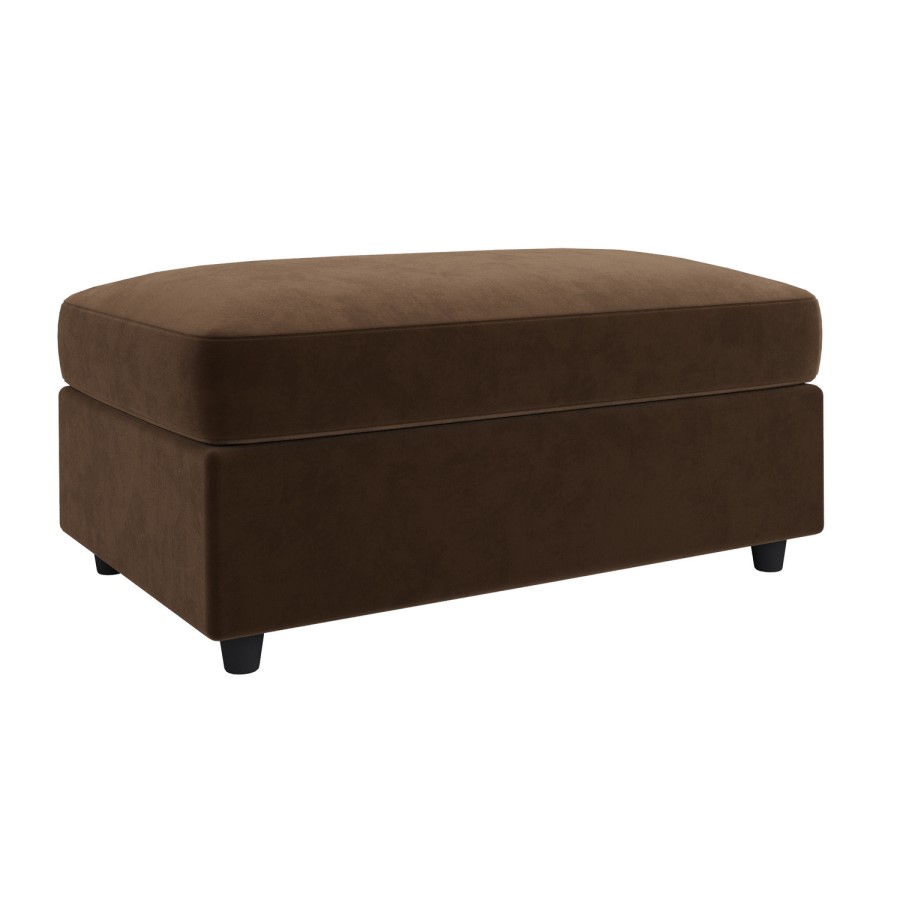 Large Chocolate Brown Velvet Footstool - August