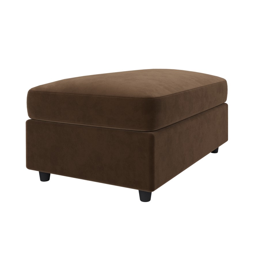 Large Chocolate Brown Velvet Footstool - August