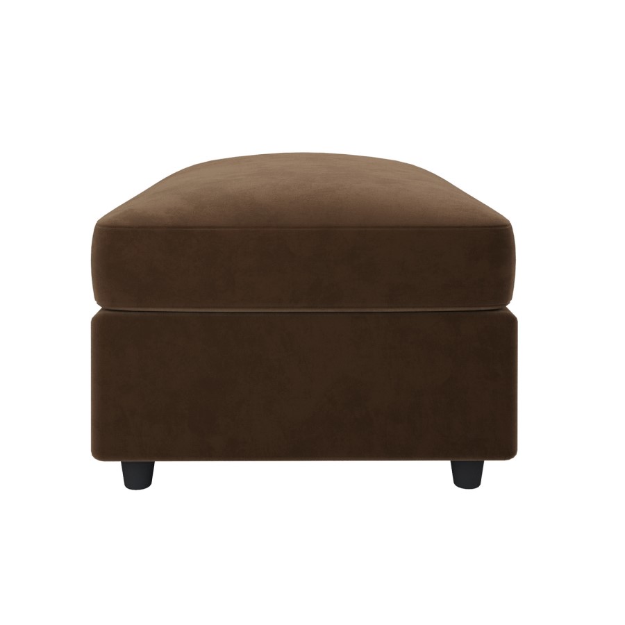 Large Chocolate Brown Velvet Footstool - August