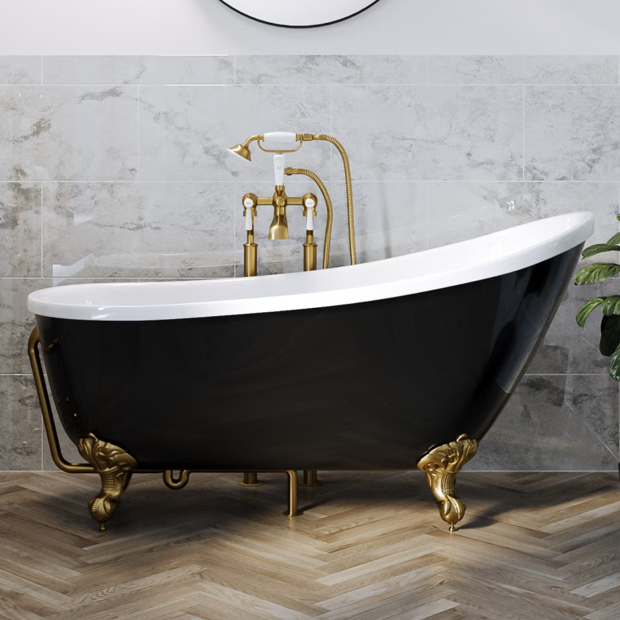 Brushed Brass Traditional Exposed Shallow Seal Bath Trap & Pipe - Park Royal