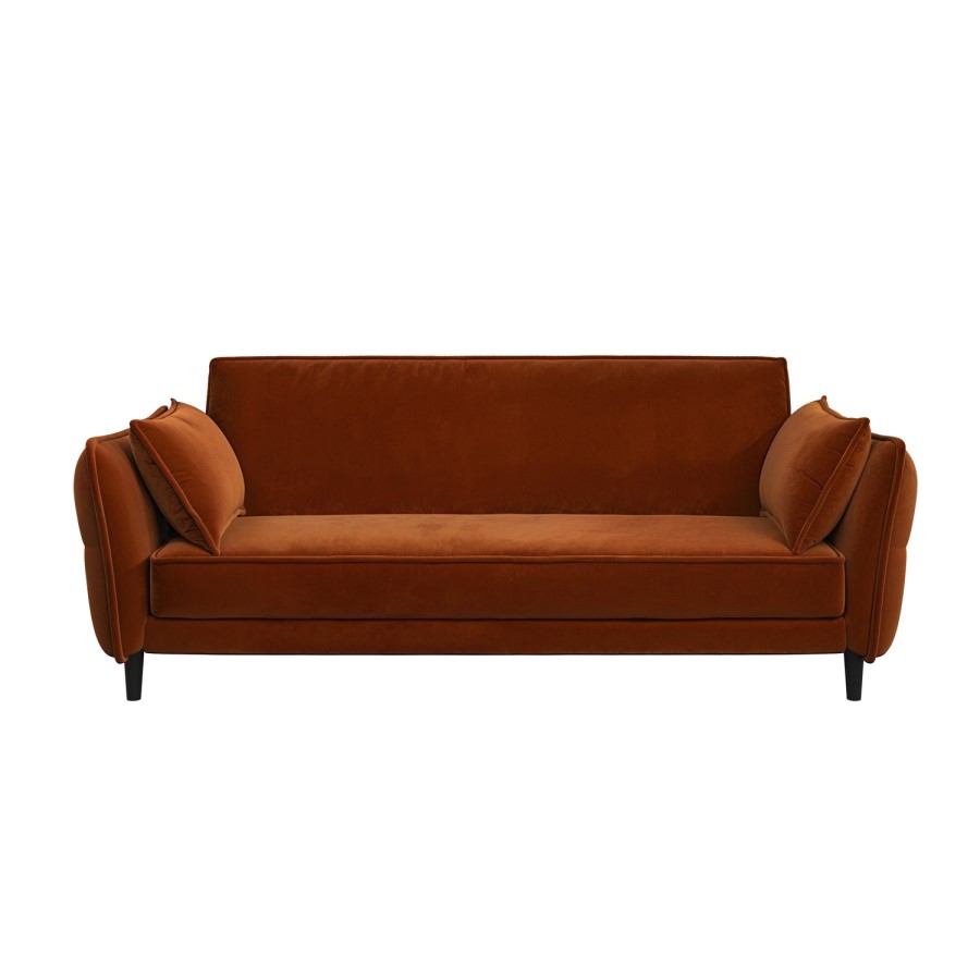 3 Seater Click-Clack Sofa Bed in Burnt Orange Velvet - Bobby