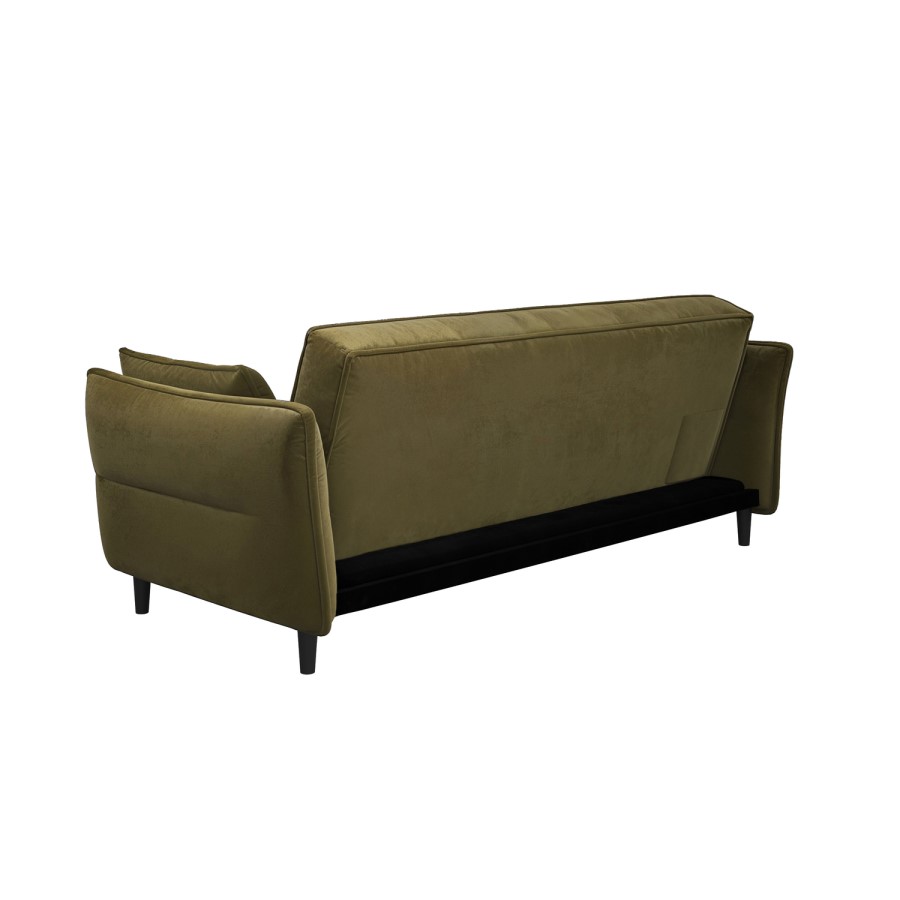 3 Seater Click-Clack Sofa Bed in Olive Green Velvet - Bobby