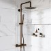 Brushed Bronze Thermostatic Bar Mixer Shower Set with Slide Rail Kit & Pencil Hand Shower - Arissa