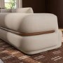 Cream Chenille 4 Seater Left Hand L-Shape Curved Chaise Corner Sofa - Bodhi