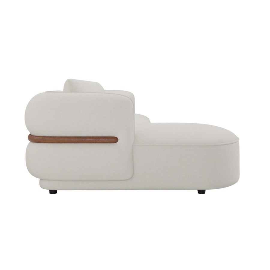 Cream Chenille 4 Seater Left Hand L-Shape Curved Chaise Corner Sofa - Bodhi
