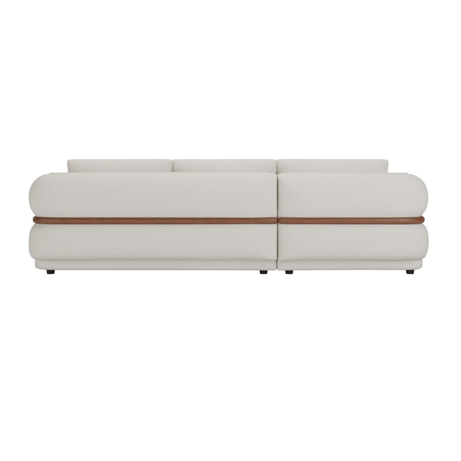 Cream Chenille 4 Seater Left Hand L-Shape Curved Chaise Corner Sofa - Bodhi
