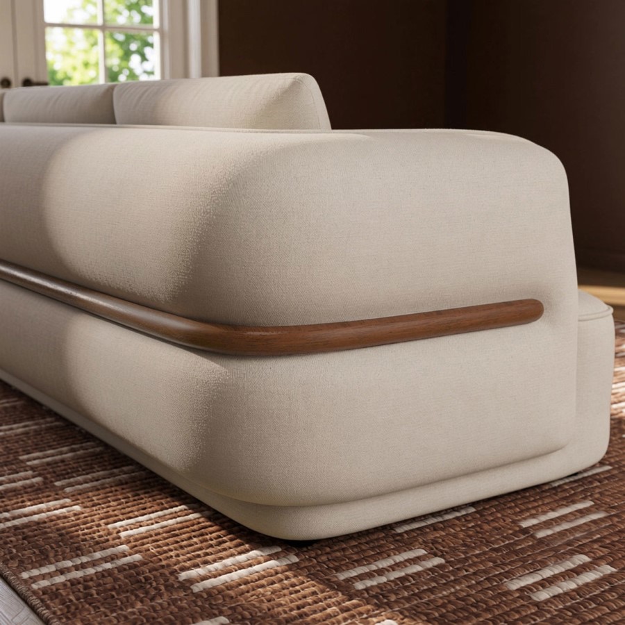 Cream Chenille 4 Seater Right Hand L-Shape Curved Chaise Corner Sofa - Bodhi
