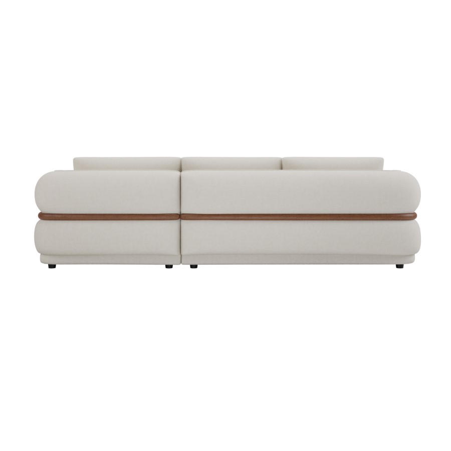Cream Chenille 4 Seater Right Hand L-Shape Curved Chaise Corner Sofa - Bodhi