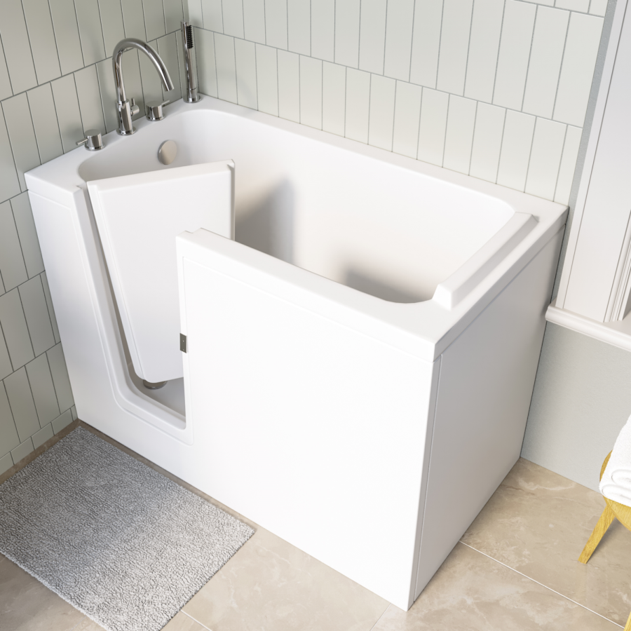 Small Deep Walk In Bath Left Hand with Front Panel & Integrated Seat 1210 x 660mm - Princeton