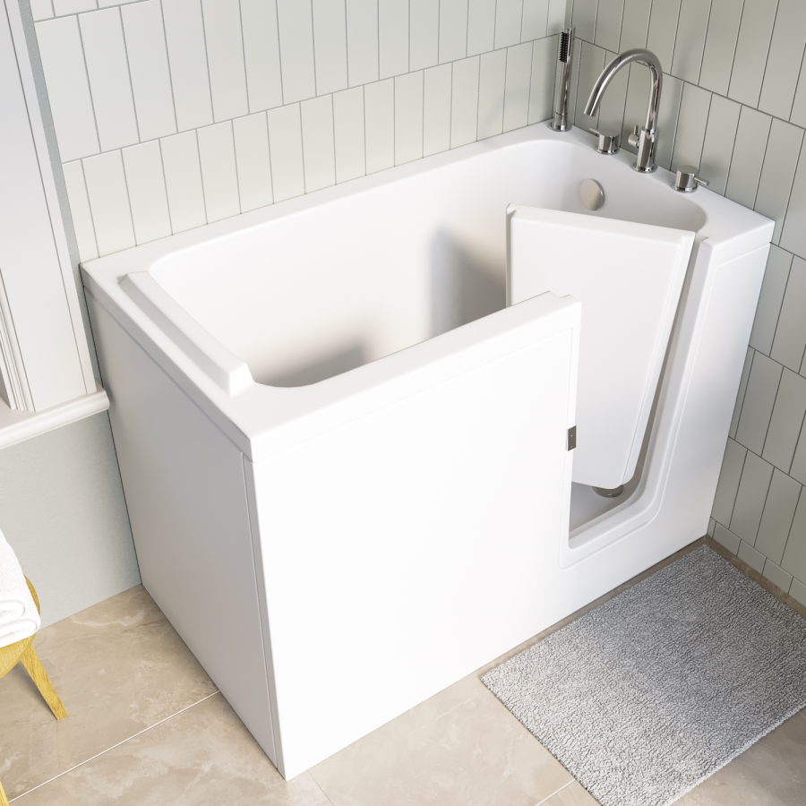 Small Deep Walk In Bath Right Hand with Front Panel & Integrated Seat 1210 x 660mm - Princeton