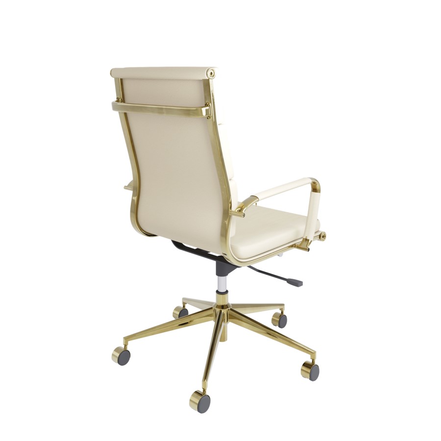 Beige Faux Leather High Back Office Swivel Chair - Benson