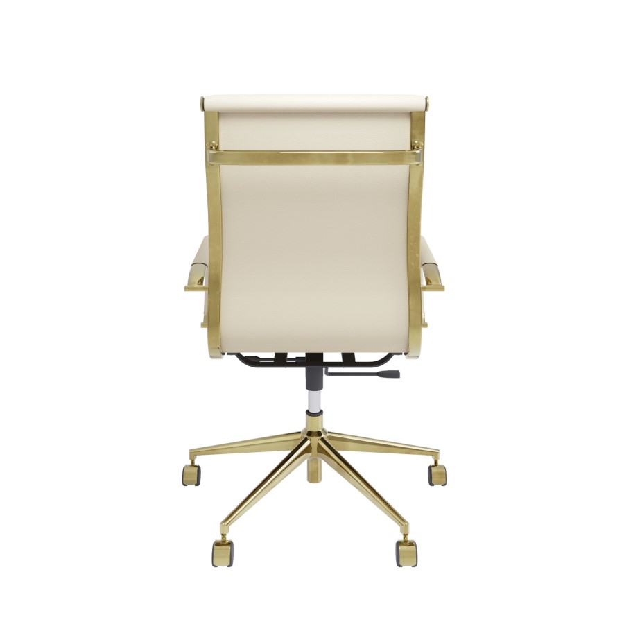 Beige Faux Leather High Back Office Swivel Chair - Benson