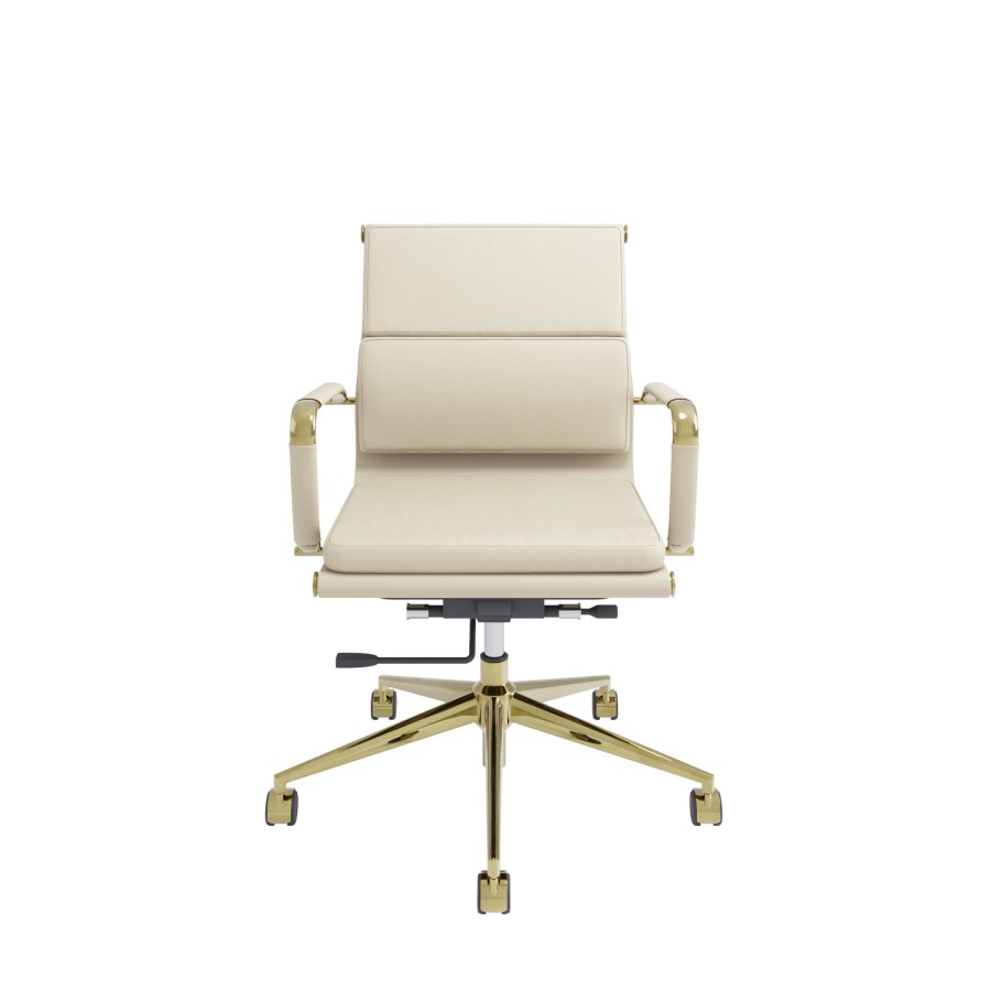 Beige Faux Leather Office Swivel Chair - Benson