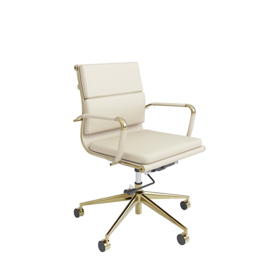 Beige Faux Leather Office Swivel Chair - Benson