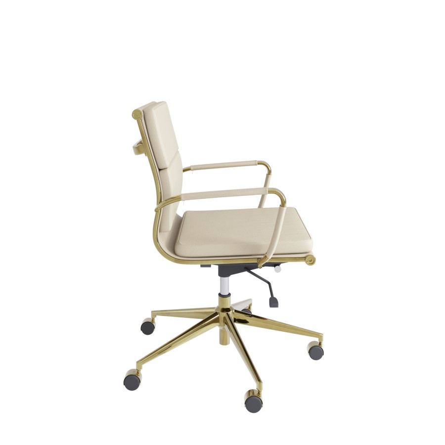 Beige Faux Leather Office Swivel Chair - Benson