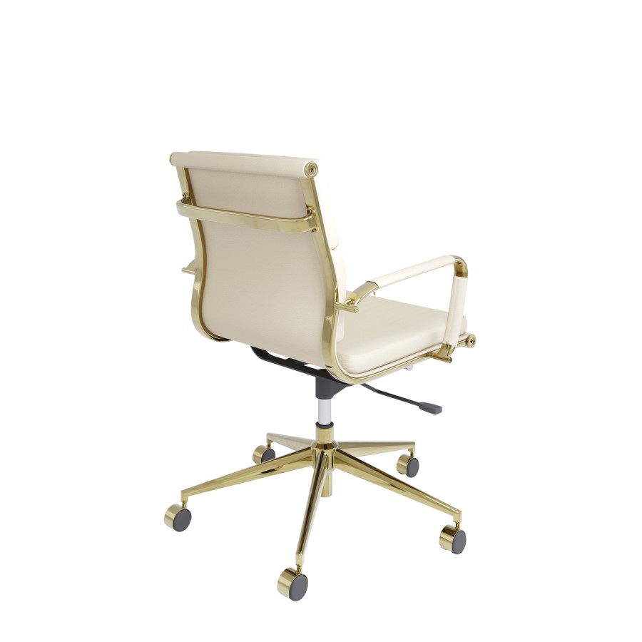 Beige Faux Leather Office Swivel Chair - Benson
