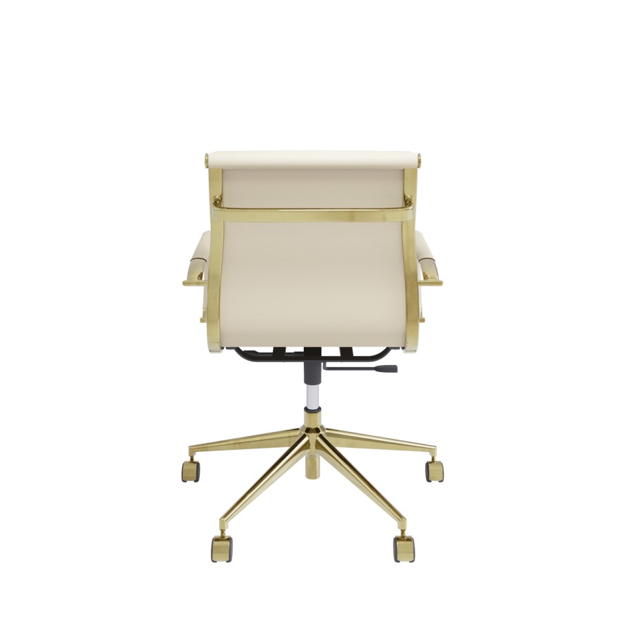 Beige Faux Leather Office Swivel Chair - Benson