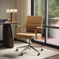 Tan Faux Leather Office Swivel Chair - Benson