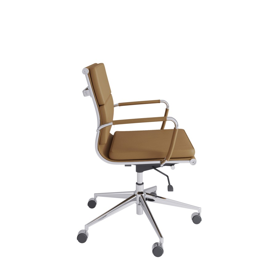Tan Faux Leather Office Swivel Chair - Benson