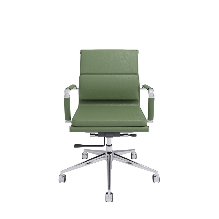 Green Faux Leather Swivel Office Chair - Benson