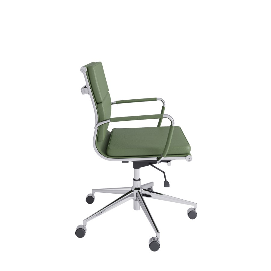 Green Faux Leather Swivel Office Chair - Benson