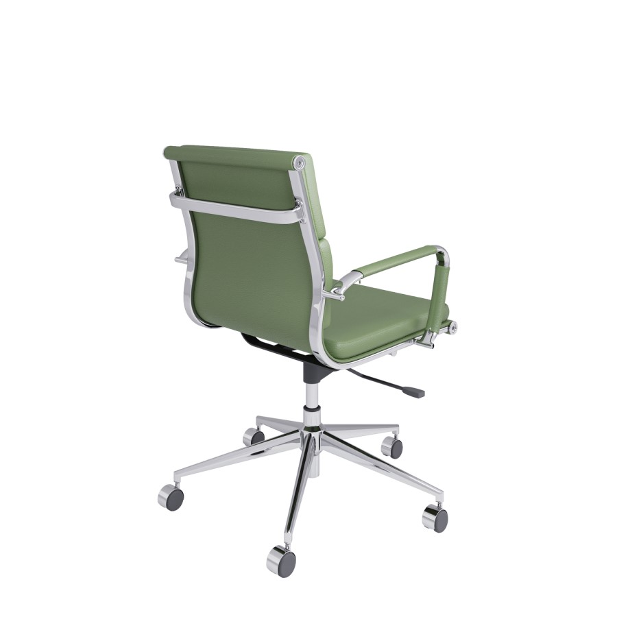 Green Faux Leather Swivel Office Chair - Benson