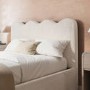 Cream Boucle Single Ottoman Bed with Scalloped Headboard - Boba