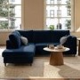 4 Seater Pull-Out Corner Sofa Bed with Storage in Navy Blue Velvet - Boe