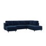 6 Seater Pull-Out U-Shape Sofa Bed with Storage in Navy Blue Velvet - Boe