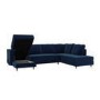 6 Seater Pull-Out U-Shape Sofa Bed with Storage in Navy Blue Velvet - Boe