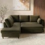 4 Seater Pull-Out Corner Sofa Bed with Storage in Olive Green Velvet - Boe