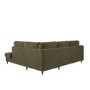 4 Seater Pull-Out Corner Sofa Bed with Storage in Khaki Green Velvet - Boe