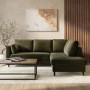 4 Seater Pull-Out Corner Sofa Bed with Storage in Khaki Green Velvet - Boe