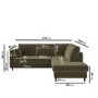 4 Seater Pull-Out Corner Sofa Bed with Storage in Khaki Green Velvet - Boe