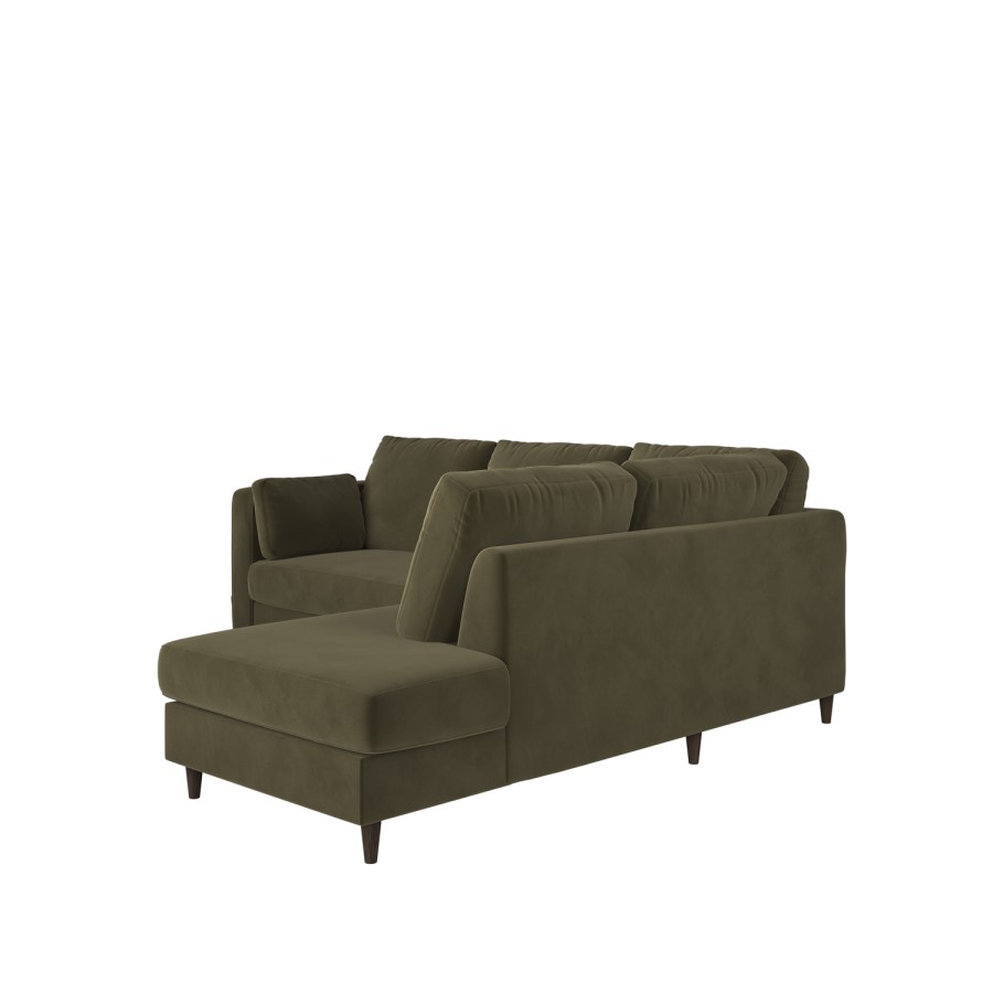 4 Seater Pull-Out Corner Sofa Bed with Storage in Khaki Green Velvet - Boe