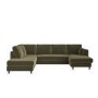 6 Seater Pull-Out U-Shape Sofa Bed with Storage in Olive Green Velvet - Boe