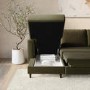 6 Seater Pull-Out U-Shape Sofa Bed with Storage in Olive Green Velvet - Boe