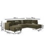 6 Seater Pull-Out U-Shape Sofa Bed with Storage in Olive Green Velvet - Boe