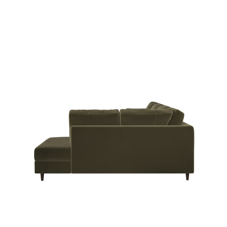 6 Seater Pull-Out U-Shape Sofa Bed with Storage in Olive Green Velvet - Boe
