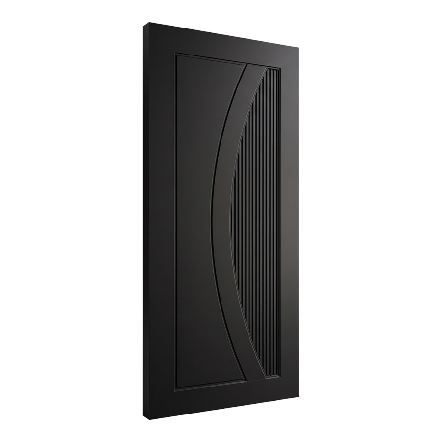 Internal Black Door with Reeded Panel - Pre-Finished - 1981 x 686 x 35mm - Salerno - XL Joinery